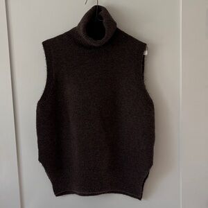 OAK + FORT Dark Brown Sleeveless Turtleneck Sweater Vest